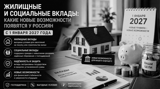 Жилищные и социальные вклады: какие новые возможности появятся у россиян с 1 января 2027 года